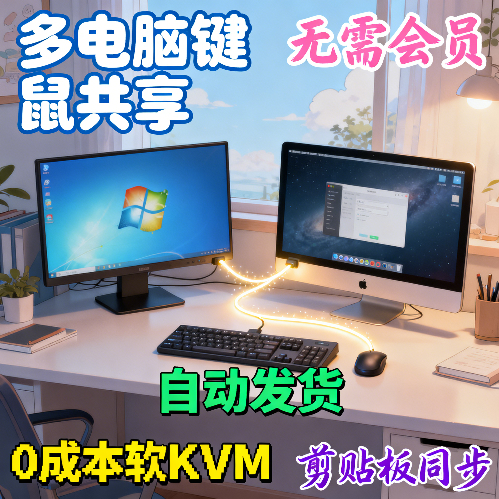 image for Deskflow跨平台键鼠共享神器多电脑控制剪贴板同步软KVM工具