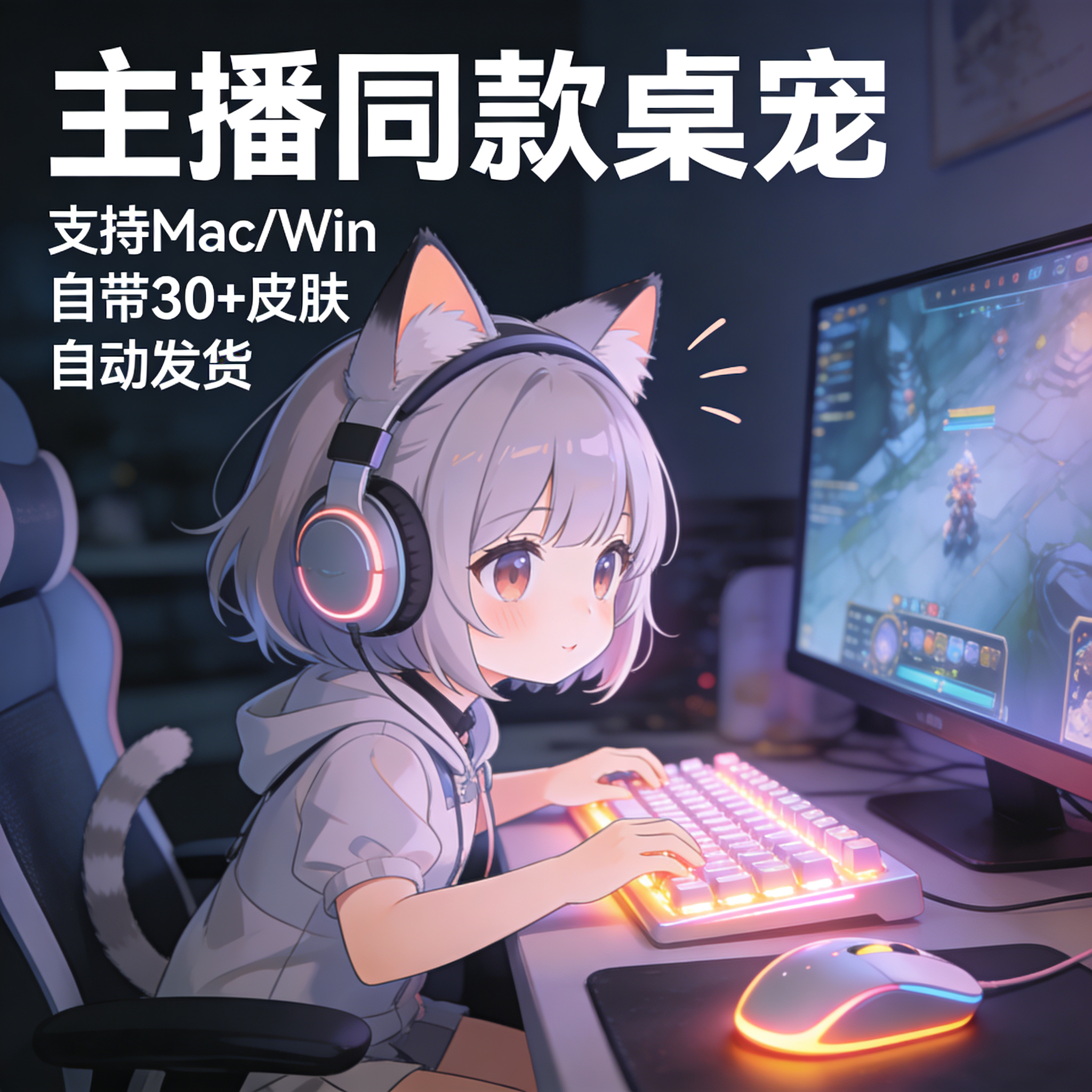 image for BongoCat跨平台版Mac桌宠主播同款键盘猫Live2D软件