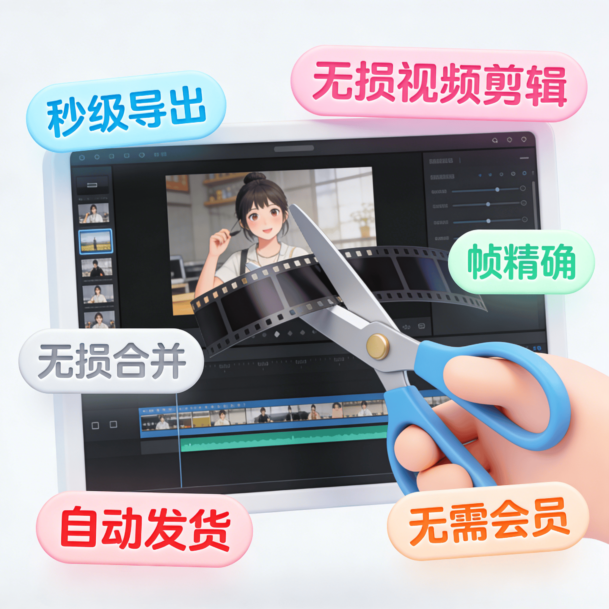 image for 视频无损剪辑工具 | 4K视频不渲染秒级切割去广告合并剪辑软件