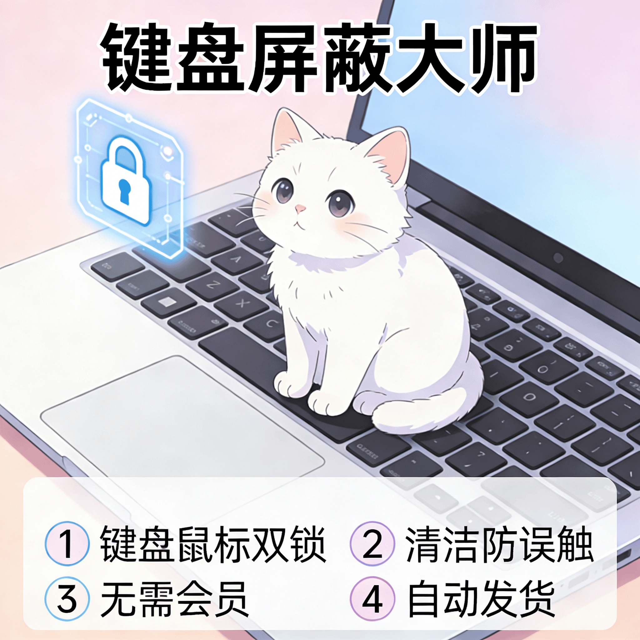 image for 键盘屏蔽锁定禁用防误触猫踩清理助手软件